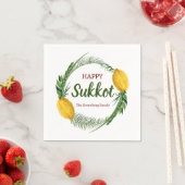Cocktail Napkin Happy Sukkot Lulav Personalisiert Serviette (Beispiel)