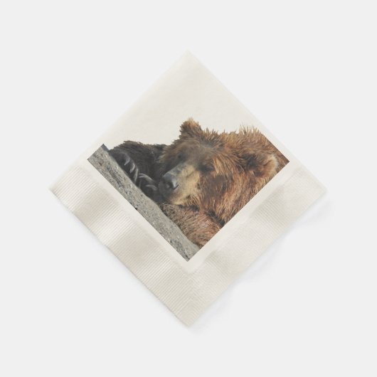 Cocktail Napkin mit Grizzlybär Serviette (Ecke)