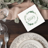 Cocktail Napkin with Botanical Wreath Design Serviette