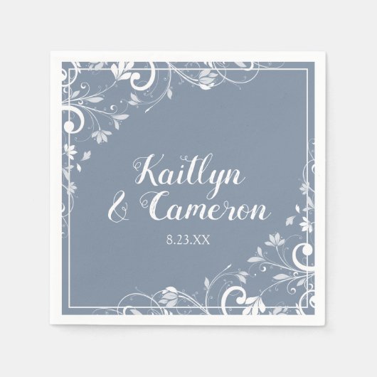 Cocktail Napkins | Chic Bouquet (Dusty Blue) DK Serviette (Vorderseite)