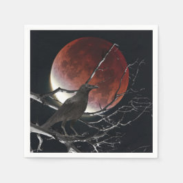 Cocktail Napkins, der Raven in Rot und Schwarz Serviette