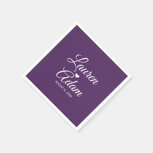 Cocktail Napkins | Einfaches Script Heart (Plum) D Serviette (Ecke)