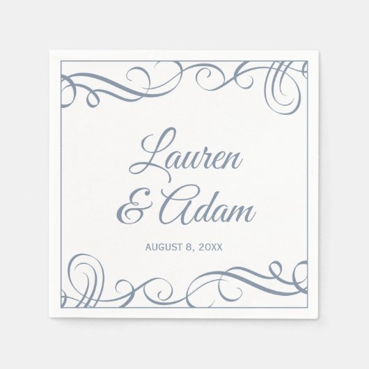 Cocktail Napkins | Elegante Wirbel (Dusty Blue) Serviette (Vorderseite)