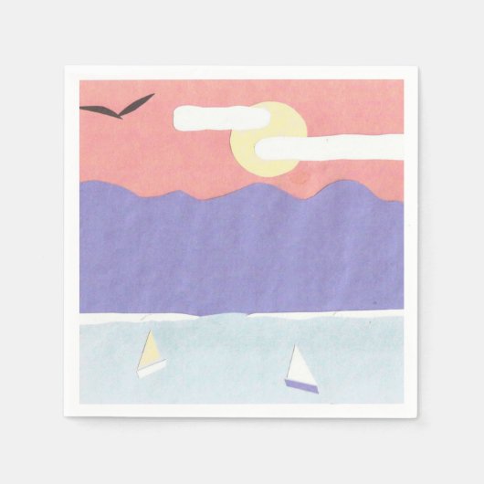 Cocktail Napkins mit einer Sunset Mountain Szene Serviette (Vorderseite)