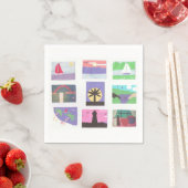 Cocktail Napkins mit farbenfrohen Outdoorszenen Serviette (Beispiel)