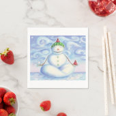 Cocktail Napkins mit Yoga Snowman Serviette (Beispiel)