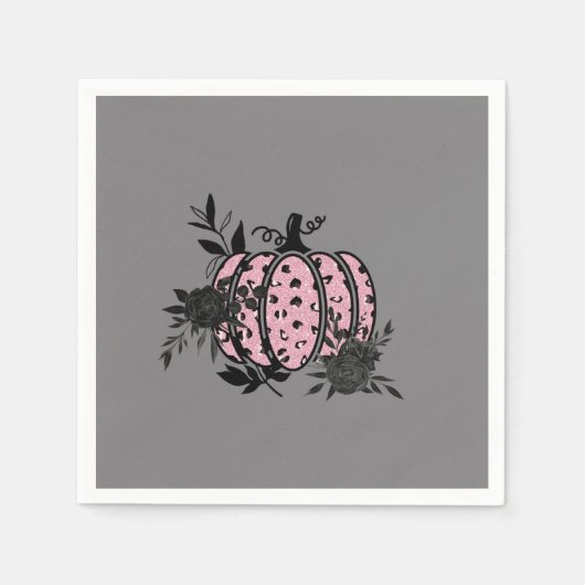 Cocktail Napkins, Pink und Black Leopard Pumpkin Serviette (Vorderseite)
