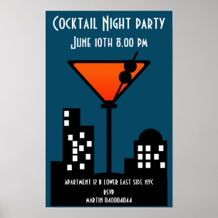 Cocktail Night Party Einladung Poster