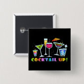 COCKTAIL OBEN! GLAS-KNOPF BUTTON (Vorne & Hinten)