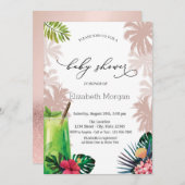 Cocktail, Palm, Glitzer Bokeh Baby Dusche Einladung (Vorne/Hinten)