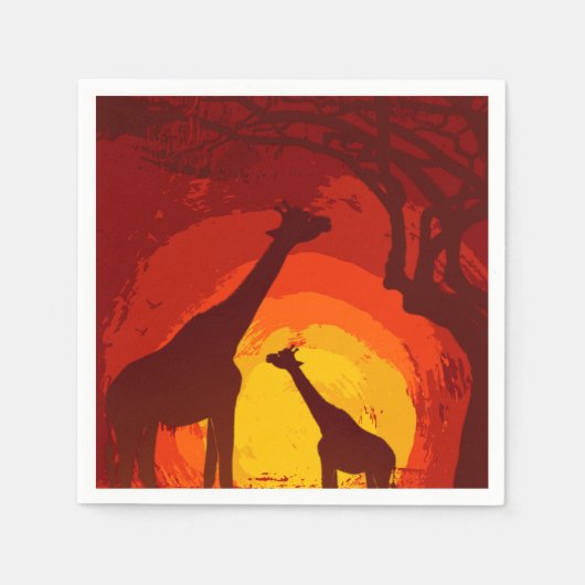Cocktail Paper Napkin African Safari Giraffe Sun Serviette (Vorderseite)