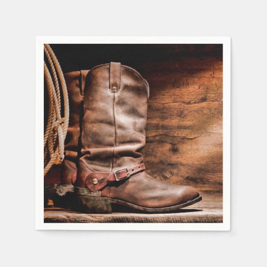 Cocktail Paper Napkin Cowboy Boots Barn Wood Rusti Serviette (Vorderseite)