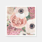 Cocktail Paper Napkin Geometric Garden Rose Glitte Serviette (Vorderseite)