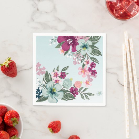 Cocktail Paper Napkin Tropical Blume auf Blue Ombr Serviette (Beispiel)