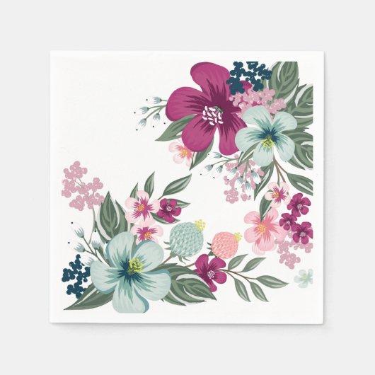 Cocktail Paper Napkin Tropical Blume auf Weiß Serviette (Vorderseite)