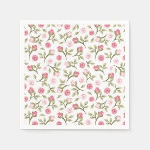 Cocktail Paper Napkins Pink Roses Serviette
