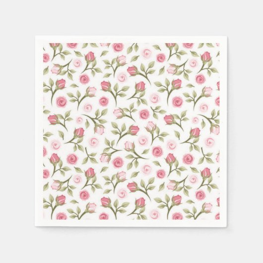 Cocktail Paper Napkins Pink Roses Serviette (Vorderseite)