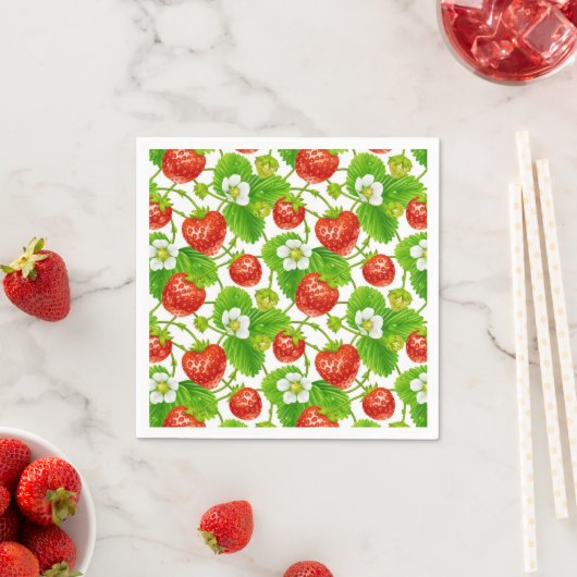 Cocktail Paper Napkins-Strawberries Serviette (Beispiel)