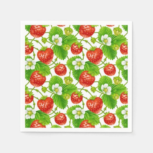 Cocktail Paper Napkins-Strawberries Serviette (Vorderseite)