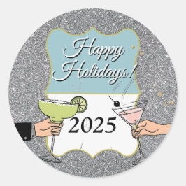 Cocktail-Party, anspruchsvolle Gespräche, trinken Runder Aufkleber