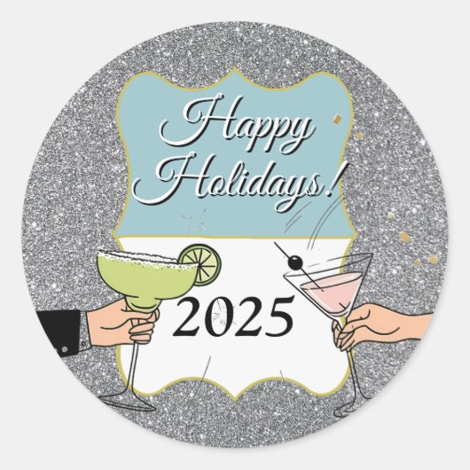 Cocktail-Party, anspruchsvolle Gespräche, trinken Runder Aufkleber (Vorderseite)