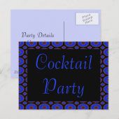 Cocktail Party Blue Blume Einladung (Vorne/Hinten)