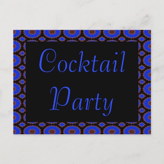 Cocktail Party Blue Blume Einladung (Vorderseite)