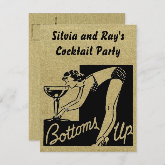 Cocktail-Party "Bottom Up" Personalisiert Einladungspostkarte (Vorne/Hinten)