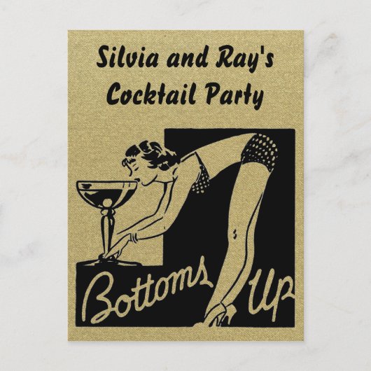 Cocktail-Party "Bottom Up" Personalisiert Einladungspostkarte (Vorderseite)