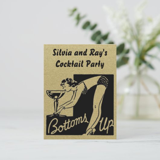 Cocktail-Party "Bottom Up" Personalisiert Einladungspostkarte (Stehend Vorderseite)