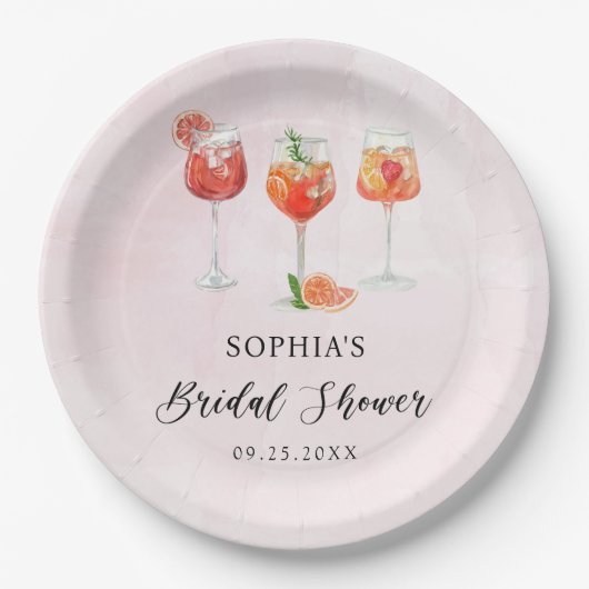 Cocktail-Party-Brautparty Pappteller (Vorderseite)