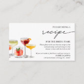Cocktail Party Brautparty Rezept Anfrage Begleitkarte (Vorderseite)