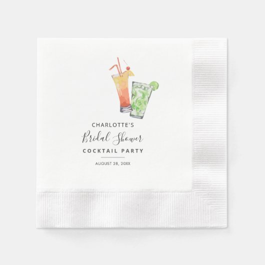 Cocktail Party Brautparty Skriptpapier Serviette (Vorderseite)