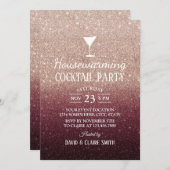 Cocktail Party Burgund Rose Gold Einladung (Vorne/Hinten)