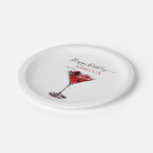 Cocktail Party Cherry Martini Happy Birthday Pappteller (Schrägansicht)