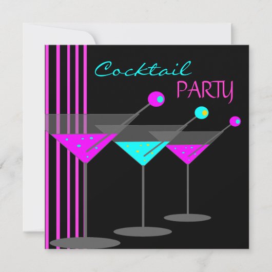 Cocktail Party Cocktails Drinks Martini Aquamarin Einladung (Vorderseite)