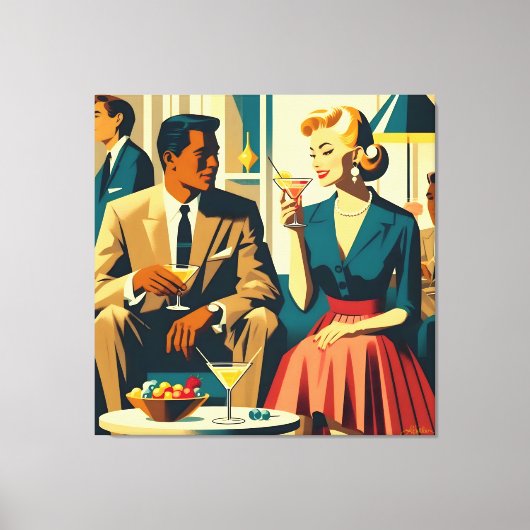 Cocktail Party Couples Shared Attraction Leinwanddruck (Vorderseite)
