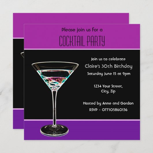 Cocktail-Party Einladung (Vorne/Hinten)