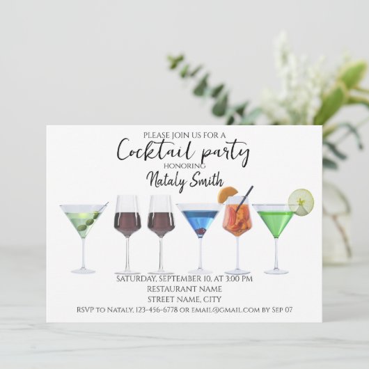 Cocktail-Party Einladung (Stehend Vorderseite)