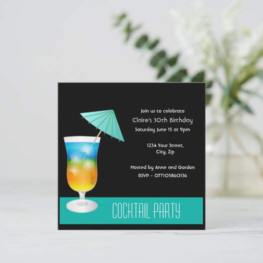 Cocktail-Party Einladung (Stehend Vorderseite)