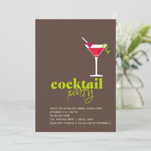 Cocktail-Party Einladung (Stehend Vorderseite)