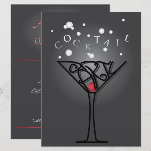Cocktail-Party Einladung (Vorne/Hinten)