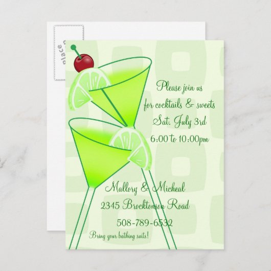 Cocktail-Party Einladung (Vorne/Hinten)