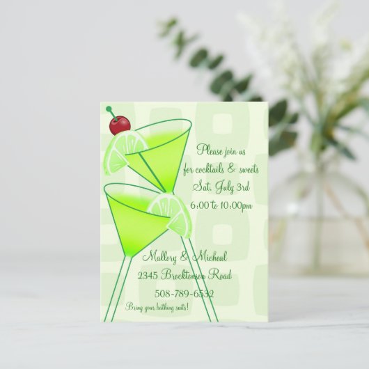 Cocktail-Party Einladung (Stehend Vorderseite)