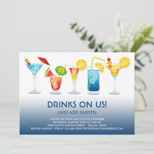 Cocktail Party Einladung (Stehend Vorderseite)