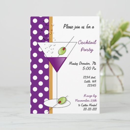 Cocktail-Party Einladung (Stehend Vorderseite)