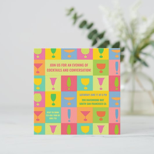 Cocktail-Party Einladung (Stehend Vorderseite)