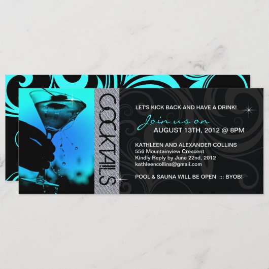 Cocktail-Party Einladung (Vorne/Hinten)
