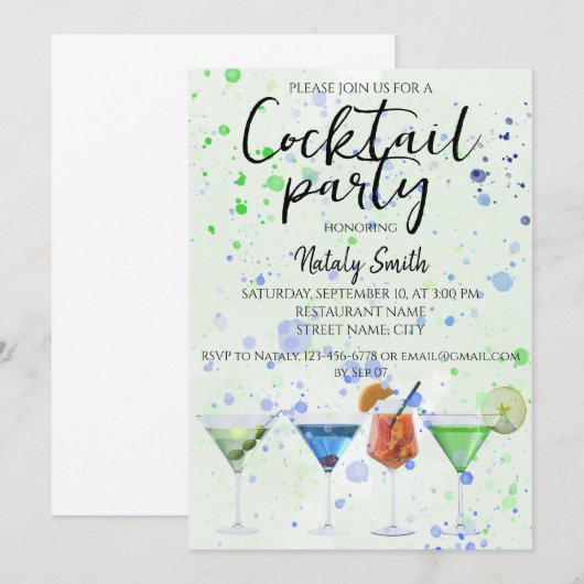 Cocktail-Party Einladung (Vorne/Hinten)