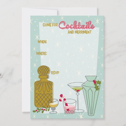 Cocktail-Party Einladung für den Retro-Urlaub (Vorderseite)